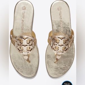 Tory Burch Soft Metallic Sandals in Spark Gold (9.5)